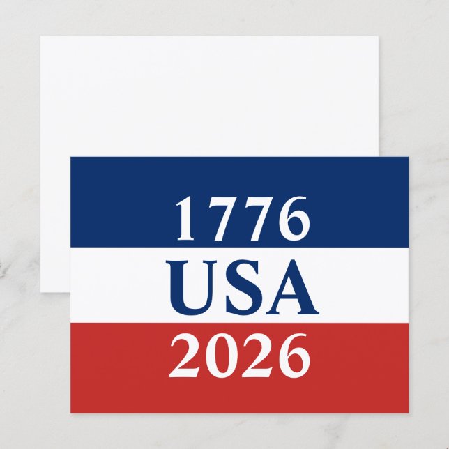 1776 USA 2026 Red White and Blue Patriotic Postcard (Front/Back)