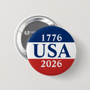 1776 USA 2026 Red White Blue USA 250th Anniversary Button