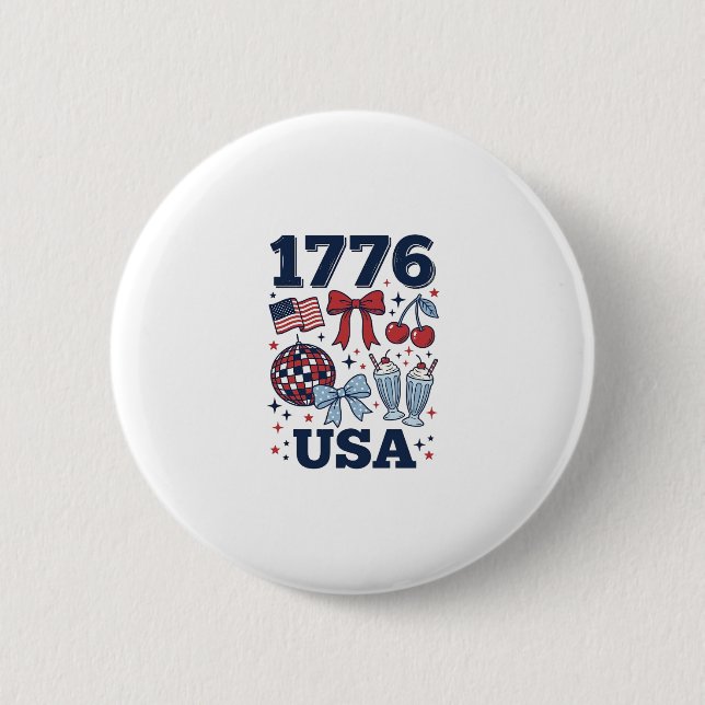 1776 USA Patriotic Coquette Vector Design_1 Button (Front)