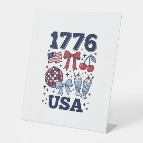 1776 USA Patriotic Coquette Vector Design_1 Pedestal Sign
