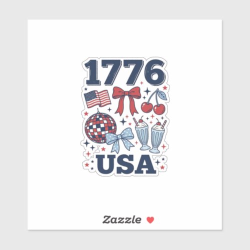 1776 USA Patriotic Coquette Vector Design_1 Sticker