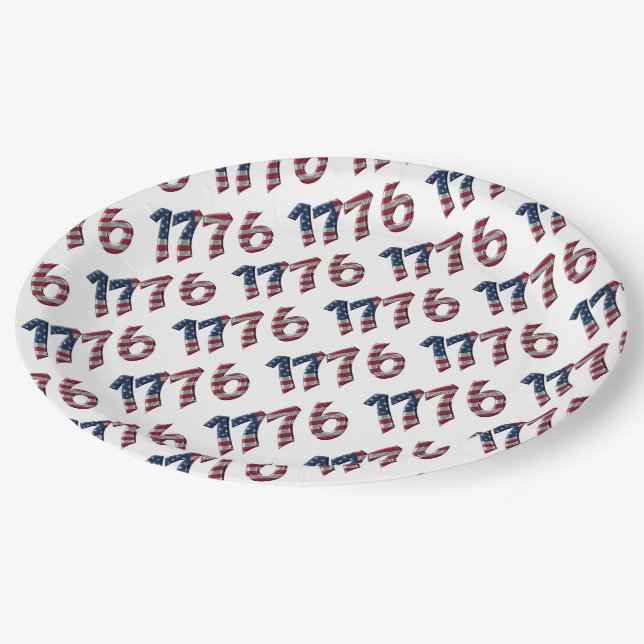 1776 Year of Declaration of Independence USA Paper Plates (Angled)