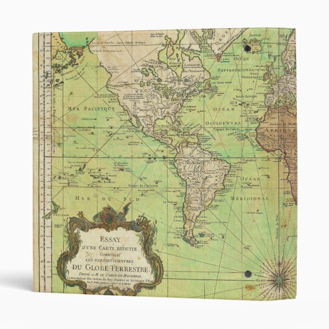 1778 Bellin Nautical Chart or Map of the World Binder (Back/Spine)