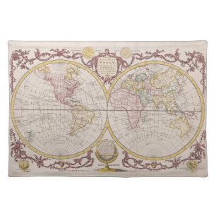 1782 Baldwyn Map of the World Cloth Placemat