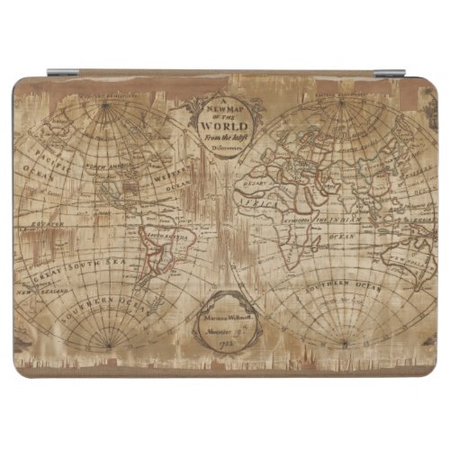 1783 Vintage Antique World Map with Embroidery iPad Air Cover