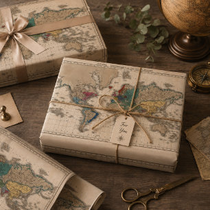 1783 Vintage World Map Art Print Wrapping Paper Sheets