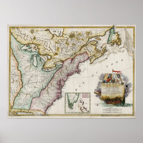 1784 Map of the United States of America Poster