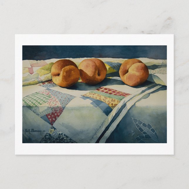 1786 Peaches on Quilt Postcard (Front)