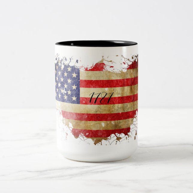 1787 US Constitution American Flag Two-Toned Mug (Center)