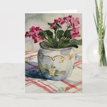 1790 African Violets In Blue Pot Mother's Day Card by RuthGarrison at Zazzle