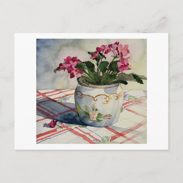 1790 African Violets in Blue Pot Postcard (Front)