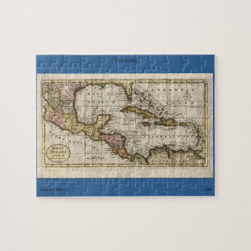 1790 Map of The West Indies by Dilly and Robinson Jigsaw Puzzle