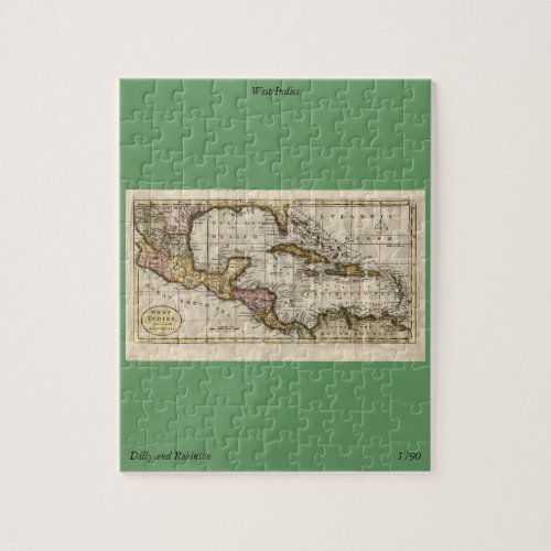 1790 Map of The West Indies by Dilly and Robinson Jigsaw Puzzle