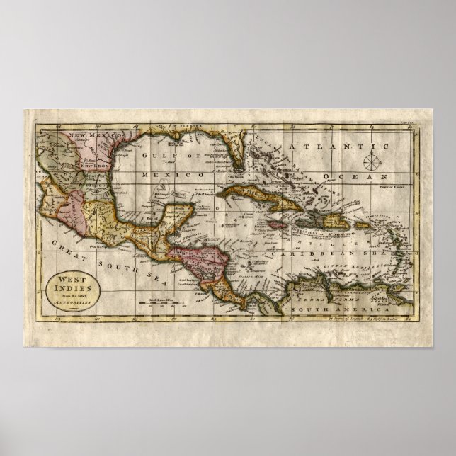 1790 Map of The West Indies by Dilly and Robinson Poster (Front)