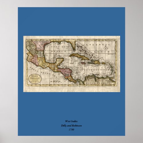 1790 Map of The West Indies by Dilly and Robinson Poster