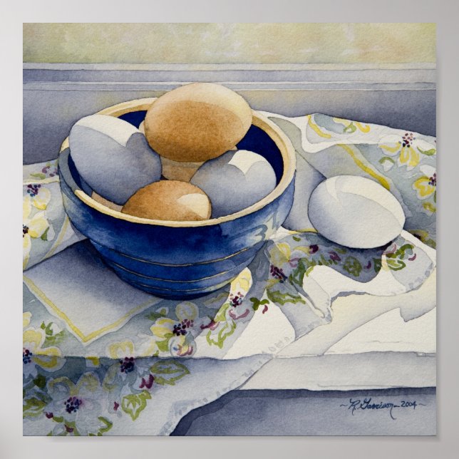 1791 Eggs in Blue Bowl Art Print (Front)
