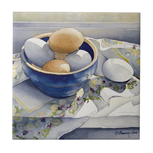 1791 Eggs in Blue Bowl Tile (Front)