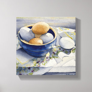 1791 Eggs in Blue Bowl Wrapped Canvas Print