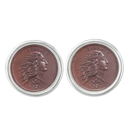 1793 Flowing Hair Large Cent Cufflinks