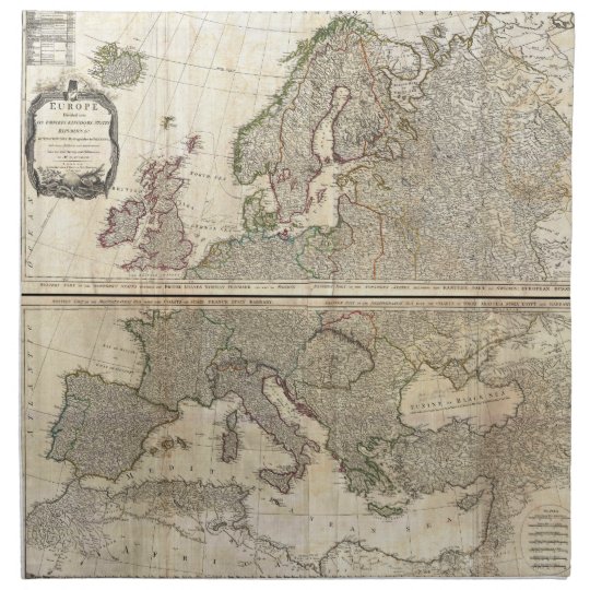 1794 D'Anville Two Panel Wall Map of Europe Napkin | Zazzle.com