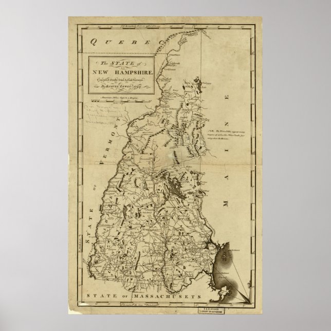 1794 Map of New Hampshire Poster (Front)