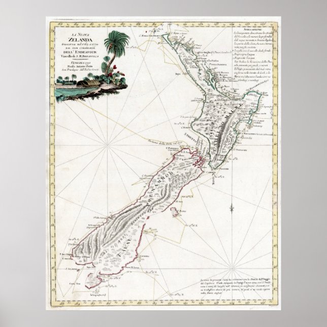 1794 New Zealand Map Poster (Front)