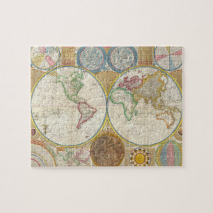 1794 Samuel Dunn Map of the World in Hemispheres Jigsaw Puzzle