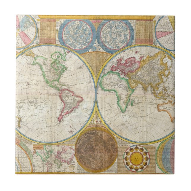 1794 Samuel Dunn Map of the World in Hemispheres Tile (Front)