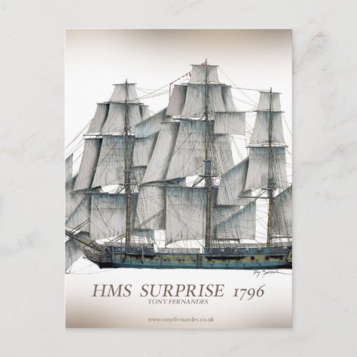 1796 HMS Surprise aged Postcard
