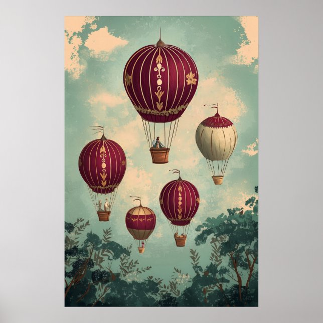 1798 Floating Hot Air Balloons Poster (Front)