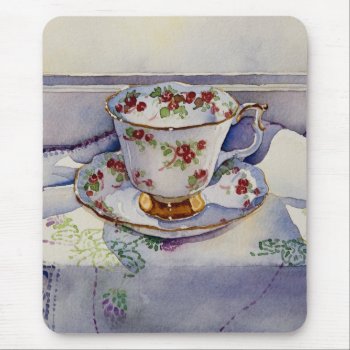 1799 Teacup On Linen Mouse Pad by RuthGarrison at Zazzle