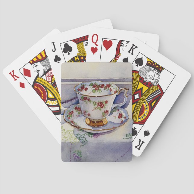 1799 Teacup on Linen Poker Cards (Back)