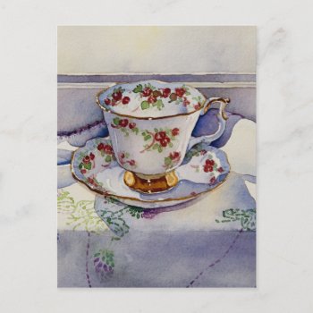 1799 Teacup On Linen Postcard by RuthGarrison at Zazzle