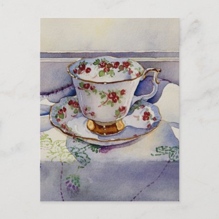1799 Teacup On Linen Postcard