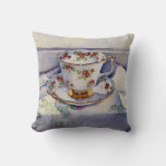 1799 Teacup On Linen Throw Pillow at Zazzle