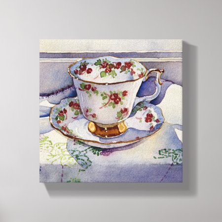 1799 Teacup On Linen Wrapped Canvas Print