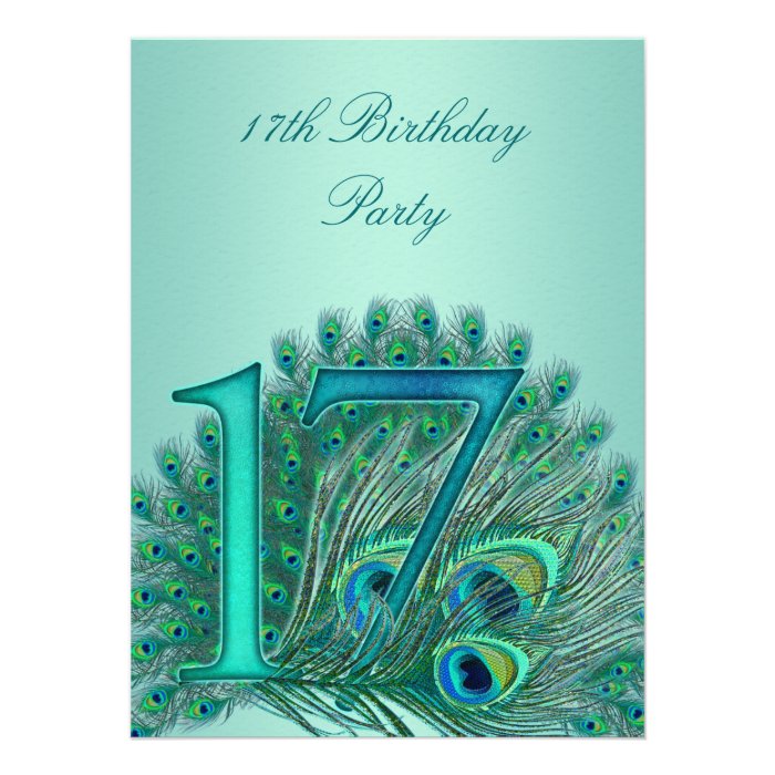 17 birthday peacock template age number custom announcements