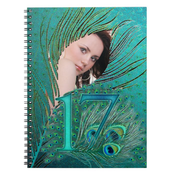 17 birthday peacock template age number spiral note books