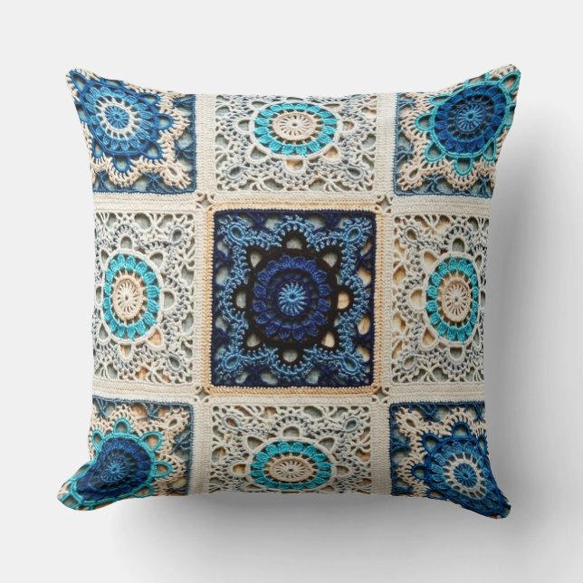 17, Crochet Home Decor Designs Throw Pillow (Front)