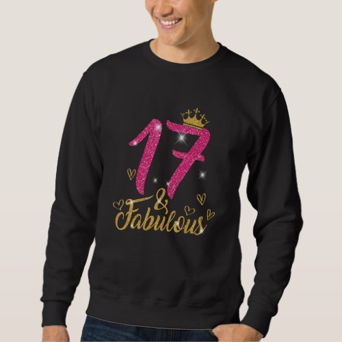 17  Fabulous 17 Year Old  17th Birthday Pink Crow Sweatshirt