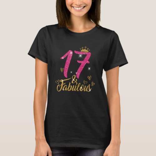 17  Fabulous 17 Year Old  17th Birthday Pink Crow T_Shirt
