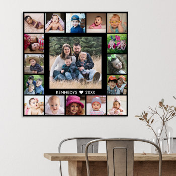 17 Family Photo Collage Create Your Own Black Foam Board by semas87 at Zazzle