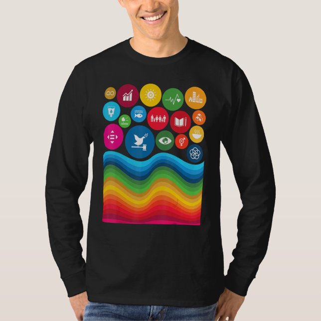 17 Global Goals For Sustainable Development Rainbo T-Shirt (Front)