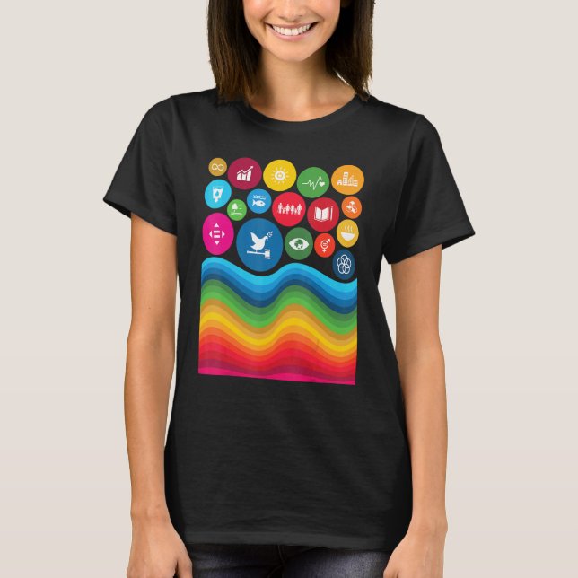 17 Global Goals For Sustainable Development Rainbo T-Shirt (Front)