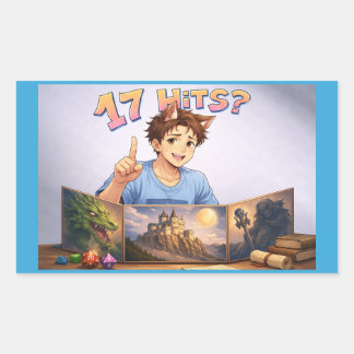 17 HITS? Funny RPG Anime T-Shirt | Dungeon Master  Rectangular Sticker