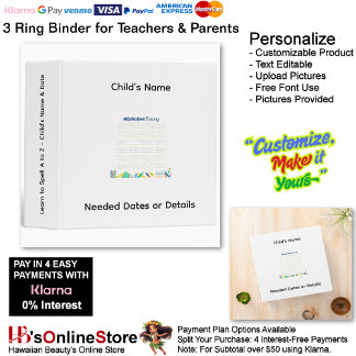 17 Learn To Spell A to Z Child's Name Teacher 3 Ring Binder
