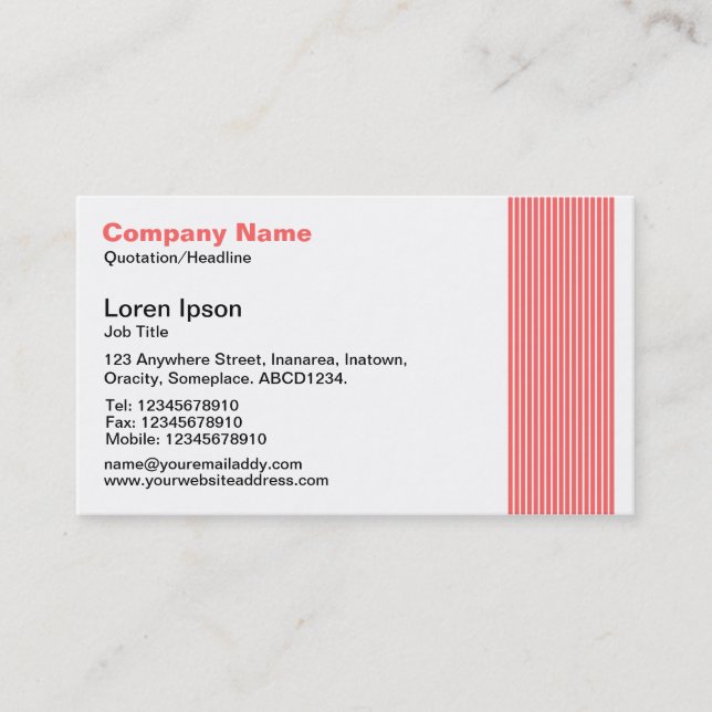 17 Lines - Tropical Pink Business Card (Front)