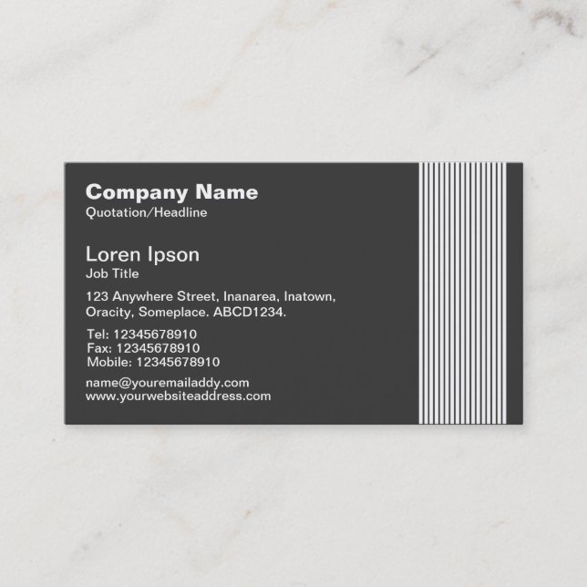 17 Lines - White on Dk Gray Business Card (Front)