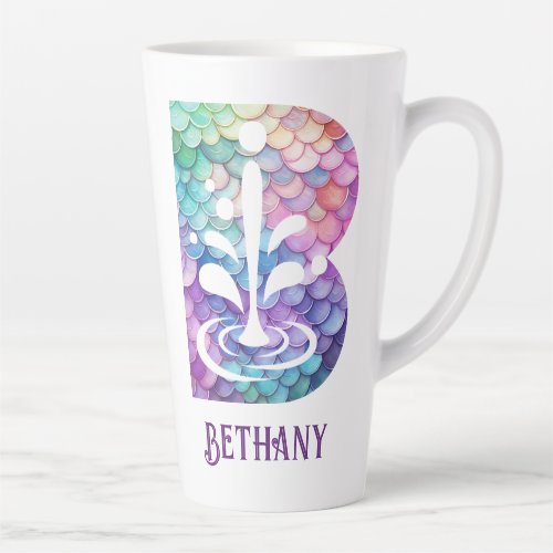 17 oz Monogrammed Mermaid Styled Latte Mug