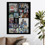 17 Photo Collage and Text - Can Edit Black Faux Canvas Print<br><div class="desc">A design with a basic black background. Use up to 17 square photos to create a unique and personal gift. If you need to adjust the pictures,  click on the customize tool to make changes.</div>